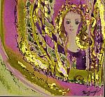 "Mädchenträume" Aquarell+Gold 10x10cm